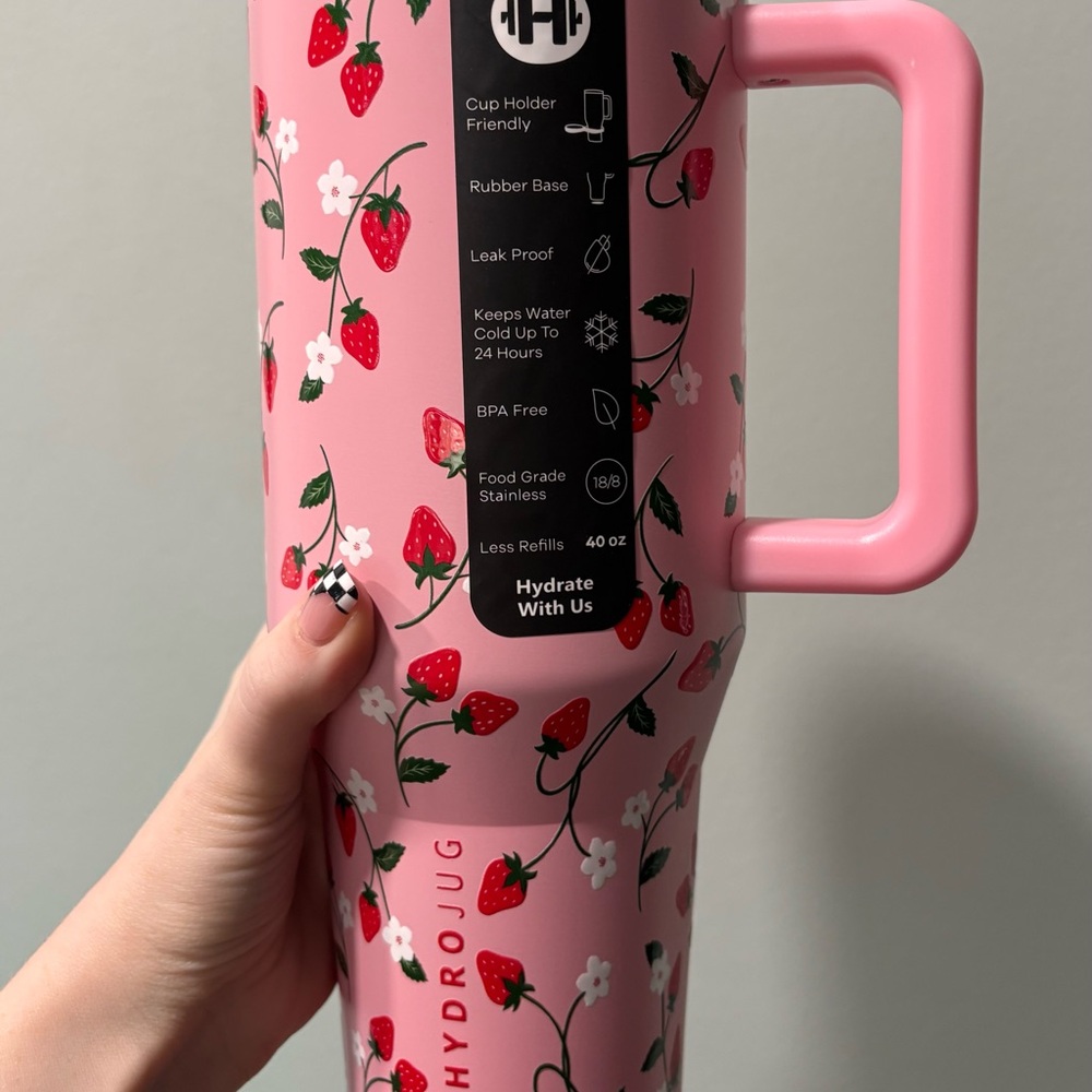 HydroJug Pink Strawberry Floral Water Bottle